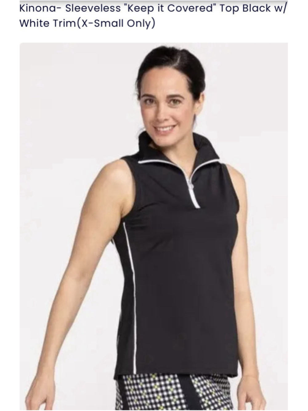 Kinona Womens Sleeveless Golf Top Black And White Sz Medium